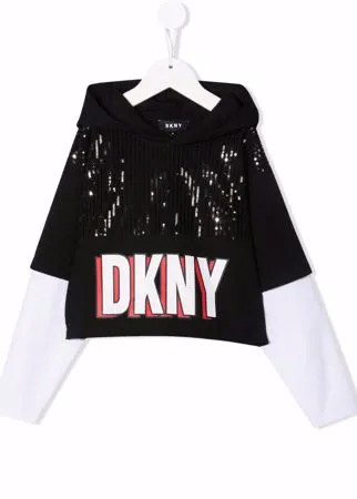 Dkny Kids худи в стиле колор-блок с пайетками