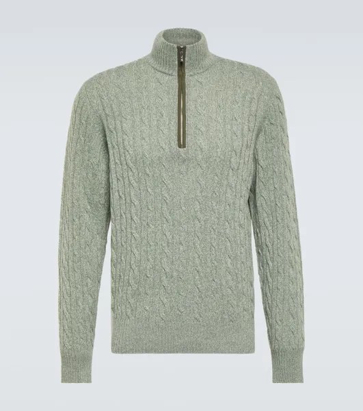 Кашемировый свитер Treccia с косичной вязкой Loro Piana, цвет sagebrush leaves/da