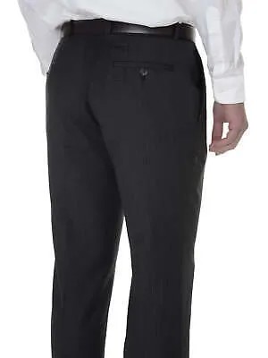 Мужские темно-серые классические брюки Bar III в клетку с плоской передней частью из смесовой шерсти