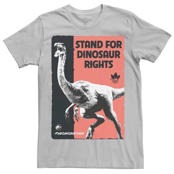 Мужская футболка с плакатом «Мир Юрского периода» и динозаврами Jurassic World, серебристый