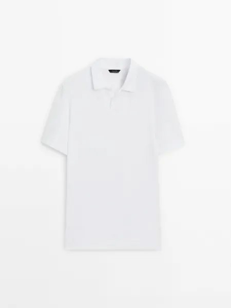 Рубашка-Поло из смесового хлопка с короткими рукавами Massimo Dutti, белый
