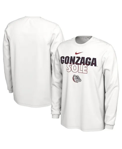 Мужская белая футболка с длинным рукавом Gonzaga Bulldogs On Court Nike