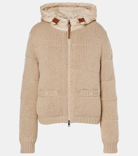 Куртка-пуховик из шерсти в рубчик Moncler, бежевый