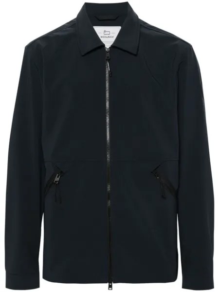 Woolrich куртка на молнии с нашивкой-логотипом, синий
