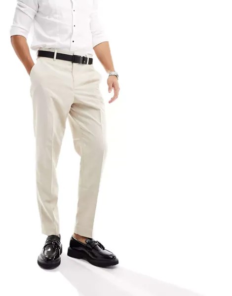 Кремовые вельветовые брюки со складками и завышенной талией Harry Brown