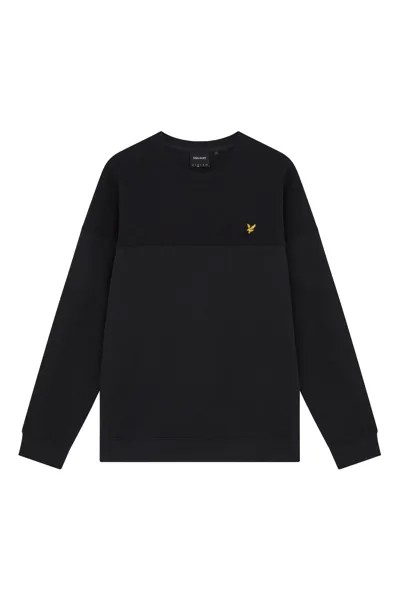 Черный фактурный свитшот с круглым вырезом Lyle & Scott, черный