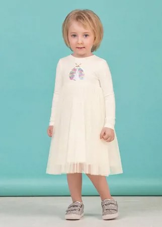 Платье для девочек с длинным рукавом молочного цвета 