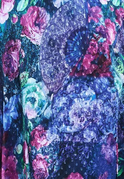 Платье макси Printed Shirred Back Maxi Goddiva, темно-синее