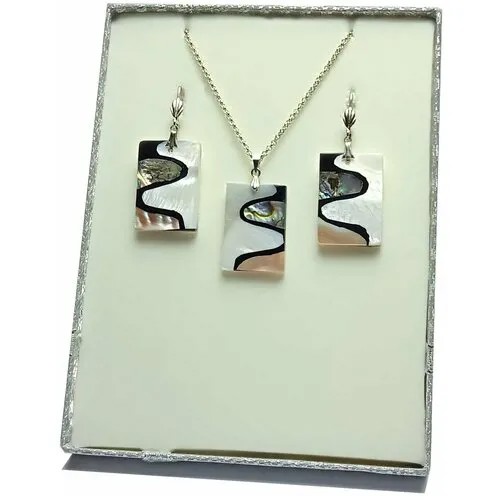 Комплект бижутерии AV Jewelry: колье, серьги, перламутр, размер колье/цепочки 45 см, голубой, белый