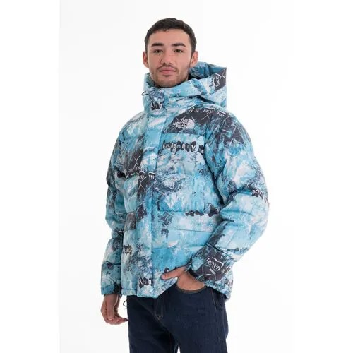 Пуховик The North Face, размер XL, синий/черный