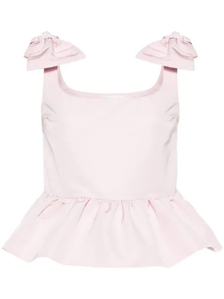 Nina Ricci топ с бантом и баской, розовый