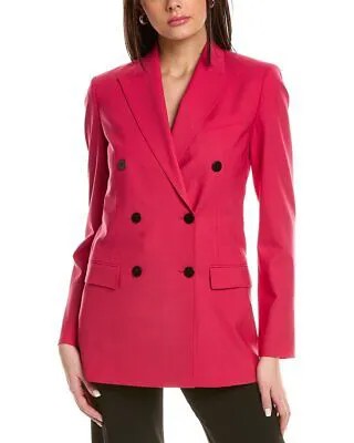 Двубортный смесовый шерстяной пиджак Theory женский розовый 4