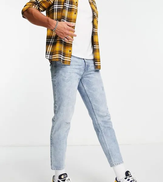 Выбеленные узкие джинсы из плотной ткани New Look-Голубой