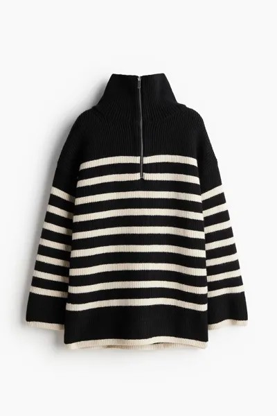 Ребристый свитер на молнии H&M, черный