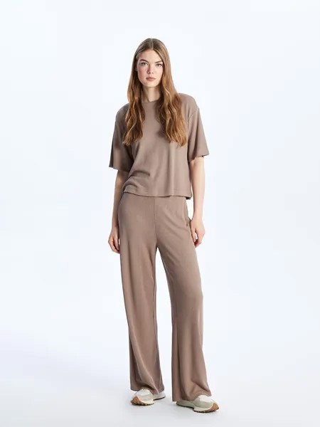 Женские однотонные спортивные штаны с эластичной резинкой на талии LCW Casual, светло-коричневый