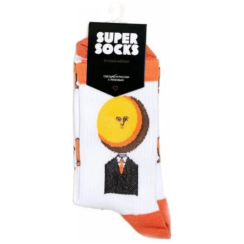 Носки Super socks, размер 35-40, белый, оранжевый, черный