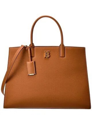 Кожаная женская сумка-тоут среднего размера Burberry Frances, коричневая
