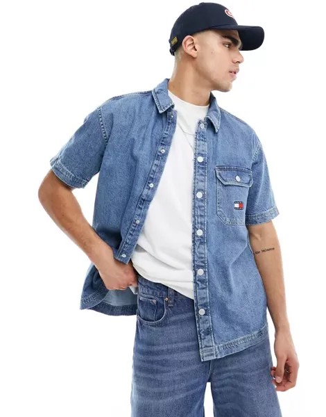 Джинсовая верхняя рубашка с короткими рукавами Tommy Jeans цвета индиго