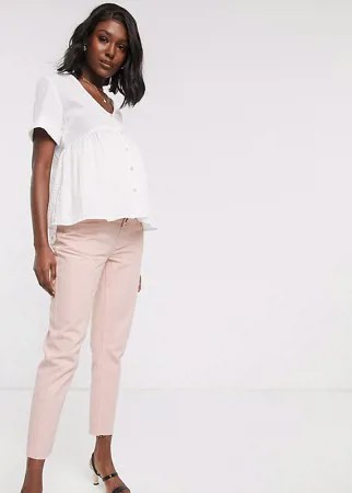 Розовые джинсы в винтажном стиле со вставкой на животе ASOS DESIGN Maternity-Розовый цвет