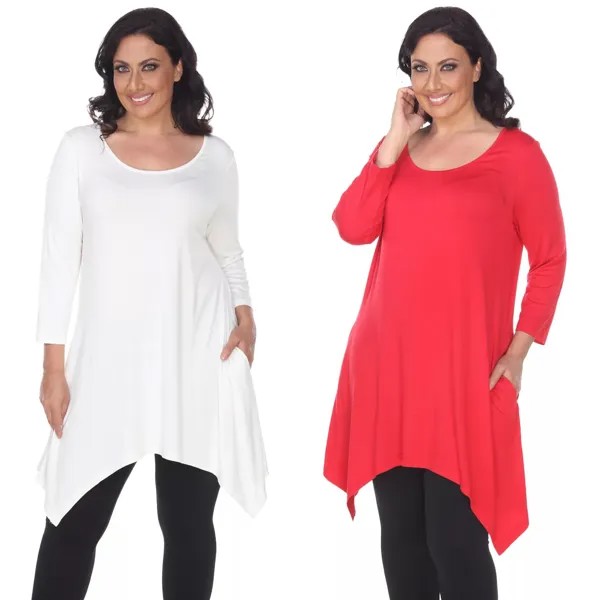Комплект из двух комплектов туники Essential Plus Makayla белого цвета WM Fashion, белый/красный