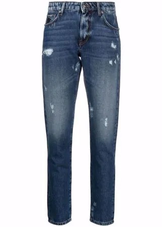 John Richmond джинсы с эффектом потертости и логотипом