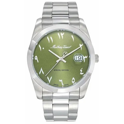 Наручные часы Mathey-Tissot, серебряный, хаки