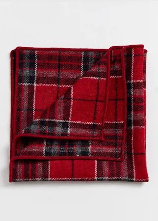 Красный платок для нагрудного кармана в клетку тартан Twisted Tailor