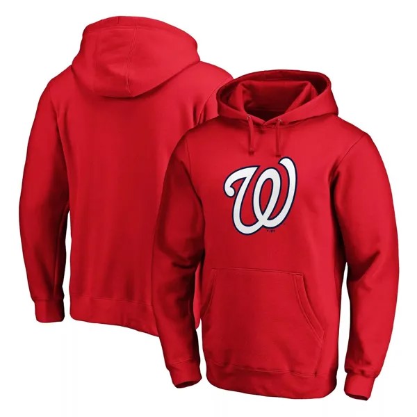 Мужской красный пуловер с капюшоном и официальным логотипом Washington Nationals Fanatics