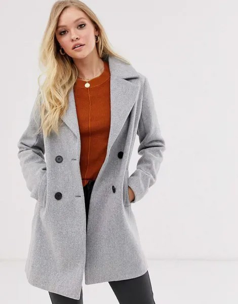 Строгое двубортное пальто Fashion Union-Серый