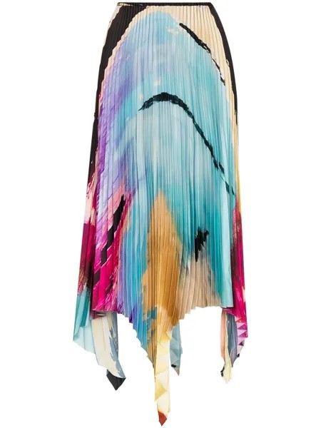 Marques'Almeida плиссированная юбка Paul Morrow с графичным принтом