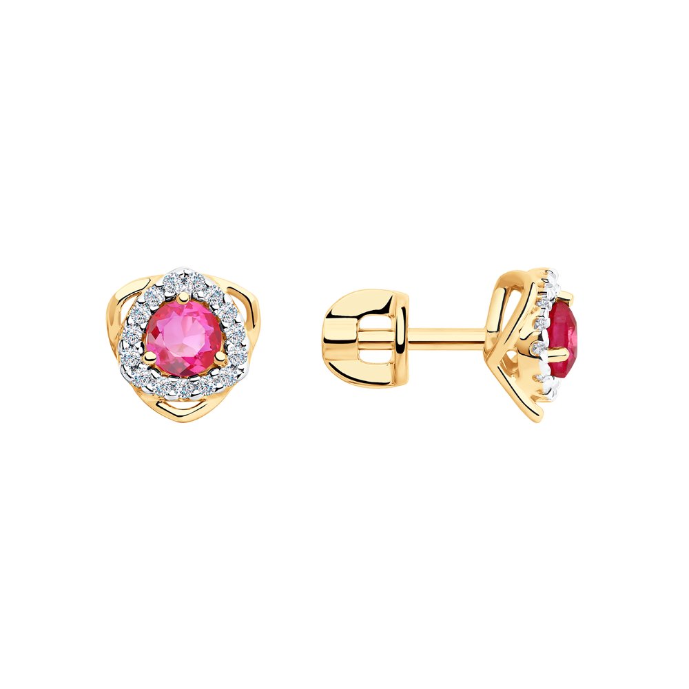 Серьги женские из золота SOKOLOV 726095, корунд/фианит
