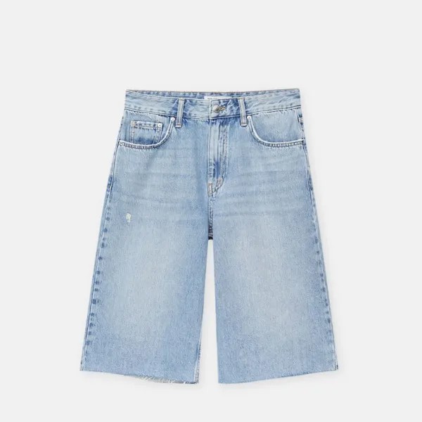 Шорты Pull&Bear Denim Skater Bermuda, голубой