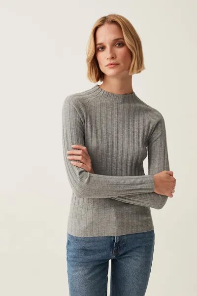 Приталенный свитер вязки в рубчик Ovs, серый