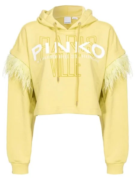 PINKO укороченное худи с перьями, желтый