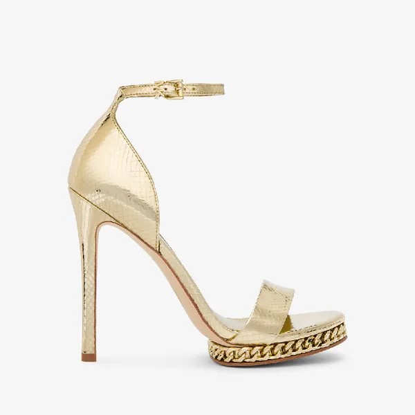 Босоножки Michael Michael Kors Jordyn Embellished Metallic Snake Embossed Leather Platform, золотой