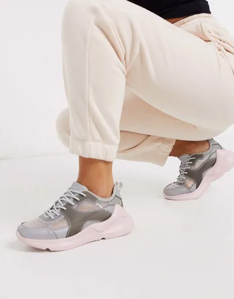 Серо-розовые кроссовки ASOS DESIGN-Мульти