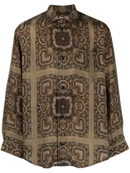 Nanushka Sebas paisley-printed shirt, коричневый