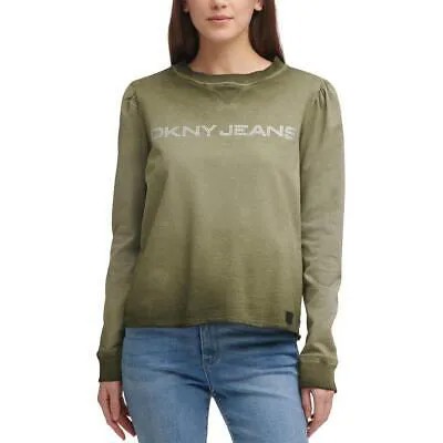 Женская зеленая футболка с логотипом DKNY Jeans, пуловер, футболка XXS BHFO 4773