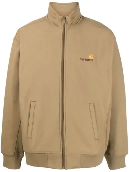 Carhartt WIP куртка с высоким воротником и вышитым логотипом, зеленый