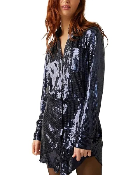 Платье Free People Sophie Sequin Mini, цвет Midnight Navy