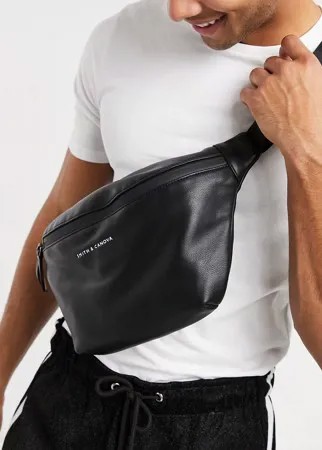 Черная сумка-кошелек на пояс Smith & Canova-Черный цвет