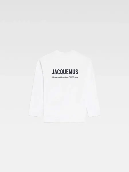 Футболка с длинным рукавом с напечатанным адресом и логотипом Монтень Jacquemus, белый