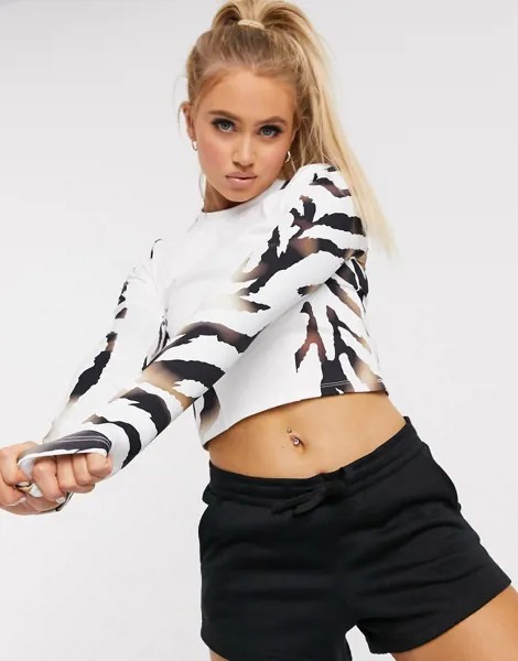 Лонгслив с контурным зебровым принтом ASOS 4505-Белый