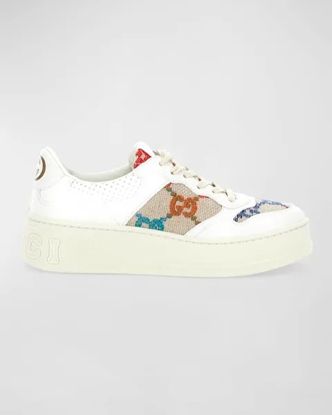 Разноцветные низкие кеды с узором GG Gucci