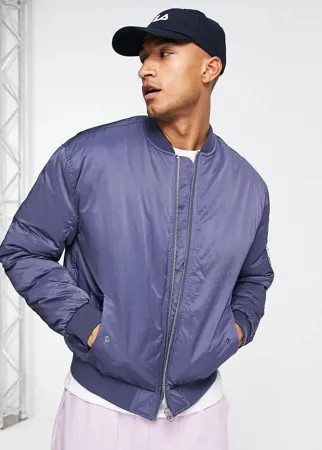 Синий дутый бомбер с карманом на рукаве на молнии ASOS DESIGN-Голубой
