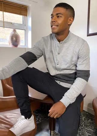 Меланжевый трикотажный бомбер ASOS DESIGN-Серый