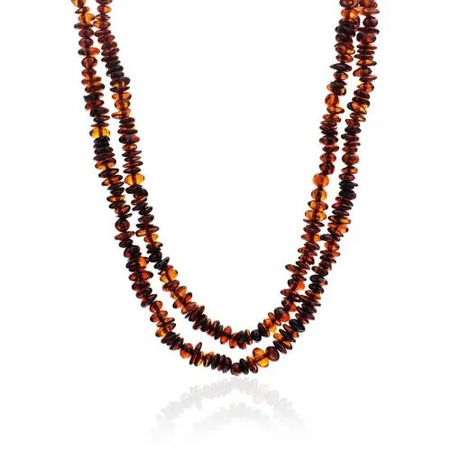 Бусы AmberHandmade, янтарь, длина 102 см, бордовый