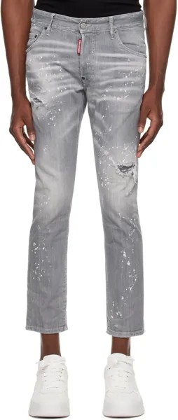 Серые плиссированные джинсы Dsquared2, цвет Grey spotted wash