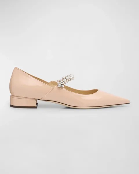 Патентованные балетки Bing с хрустальными ремешками Jimmy Choo, цвет Macaron