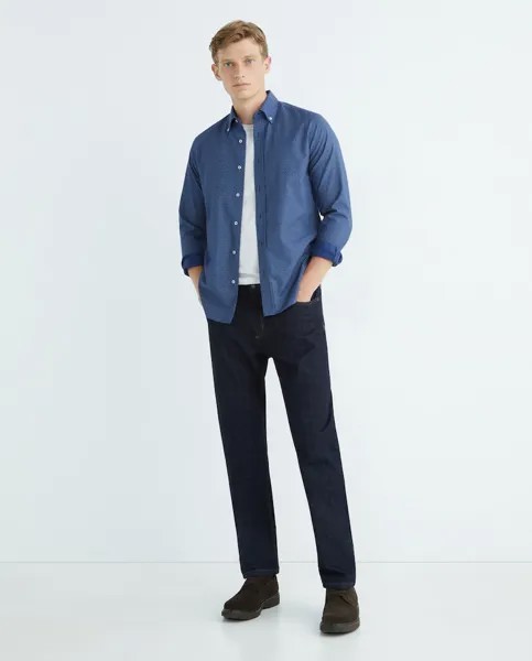 Мужская рубашка с длинным рукавом с принтом Exigency, темно-синий
